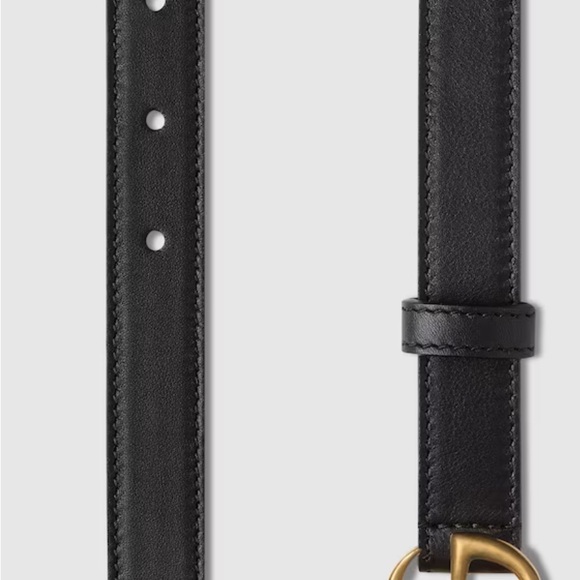 GG Marmont 1” Thin Leather Belt with Gold Buckle main image 7